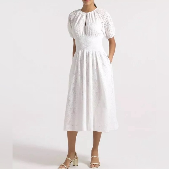 J. Crew Dresses & Skirts - J. CREW Provence Smocked-Waist Midi Dress in Eyelet Size: Medium